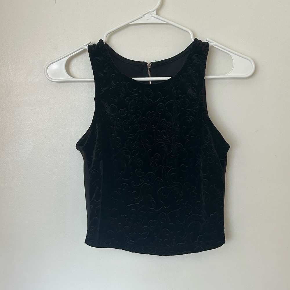Velvet patterned black top